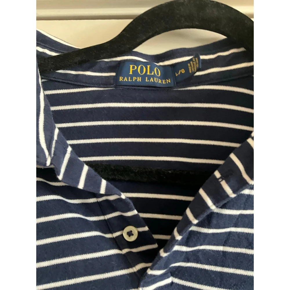 Polo Ralph Lauren navy blue and white striped short-sleeve polo shirt Large